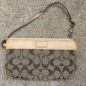 Coach Y2K Vintage Signature Pouch Beige Mini Purse Wristlet